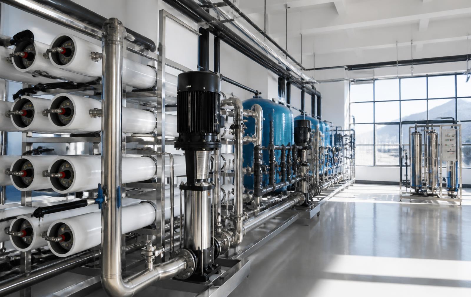 Water treatment plant with filtration tanks